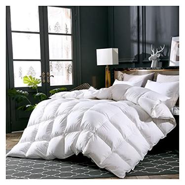 Imagem de EESCZVGBDX Edredom de colcha de penas de ganso/pato para inverno/verão, capa de algodão branco