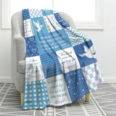 Imagem de Jekeno Presentes de batismo para meninos filhos, ideias de presentes de batismo para meninos, cobertor de neto, bíblia religiosa cristã, afilhado, presentes católicos, decoração de sofá, sofá, macio