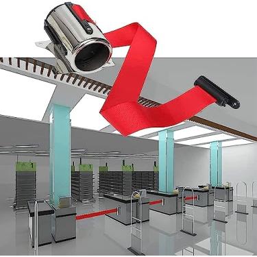 Imagem de GLETSF Fita retrátil de aço inoxidável de 2/3/5 m para aeroportos, restaurantes, hotéis, museus, fábricas e cinema-3M