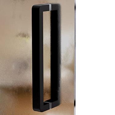 Imagem de STXYANGV Puxadores de porta extra longos para porta de metal de madeira de vidro, canto redondo com acessórios de montagem, alças emparelhadas de aço inoxidável resistente (cor: preto, tamanho: 142,5