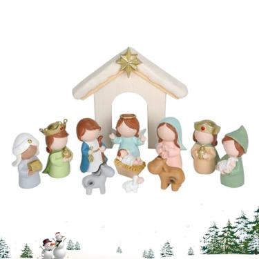 Imagem de Presépio - Família Sagrada Em Resina,Conjunto De Presépio Decorações De Natal Para Interior | Para Festa De Natal Cristão Decoração Interior Casa Escritório Mesa Prateleira Lareira