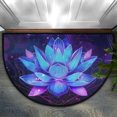 Imagem de Tapete de porta meio redondo, psicodélico, antiderrapante, absorvente, semicírculo, tapetes laváveis, meia lua, tapetes para ambientes internos e externos, pátio, cozinha, banheiro, entrada, lareira