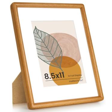 Imagem de Axeman Porta-retrato de 21 x 27 cm - Moldura de madeira teca maciça 21 x 28 cm com tapete para 15 x 20 cm - Moldura de canto arredondado 21 x 28 cm com vidro temperado para certificado de diploma