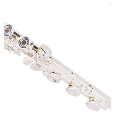 Imagem de Flauta para instrumento de flauta com 16 furos abertos e fechados, instrumento de dupla finalidade, chave C, cobre branco, banhado a prata (16 furos)