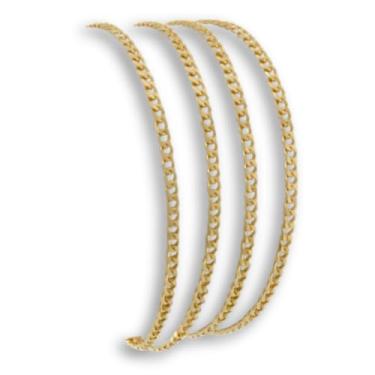 Imagem de Corrente Feminina Grumet Diamantada Ouro 18K 750 Maciça 50cm Largura 2,20mm Elo 2,80mm com Certificado