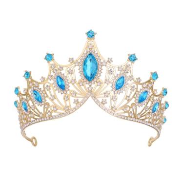 Imagem de Tiaras e coroas de cristal para mulheres - acessórios de cabelo de coroa de princesa para festa de casamento e aniversário - acessórios de strass para noiva (azul lago)