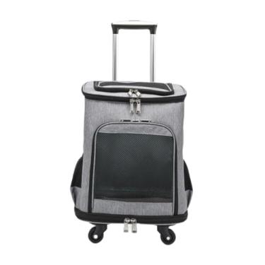 Imagem de Bothyi Mochila transportadora de animais de estimação com rodinhas, mochila transportadora de animais de estimação com rodas, transportadora de viagem, Cinza