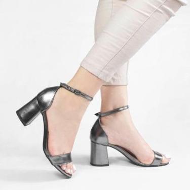 Imagem de Sandália Zatta Salto Bloco Médio Suzana Chumbo PRATA | #E6E6E6 35-Feminino