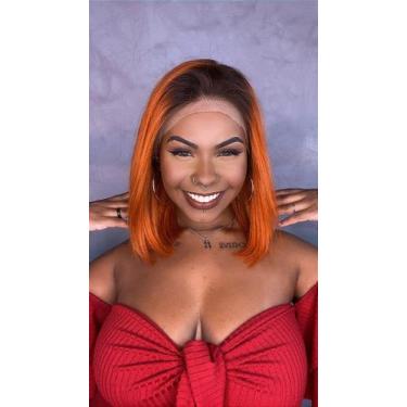 Imagem de Peruca Lace Front Cabelo Humano Ruivo Tarah - 30 cm, Lisa Ondulada, De