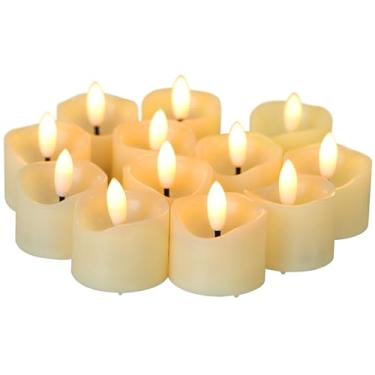 Imagem de CANDLE CHOICE Luzes de chá sem chamas operadas por bateria, pavio preto realista, cintilante, velas votivas de LED tealight para mesa de festa de casamento, decoração de Halloween, Natal, pilhas