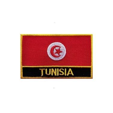 Imagem de Ruoming 1 PÇ Patch de bandeira multinacional bordado a ferro ou costurado, tático, militar, nacional multinacional (Tunísia)