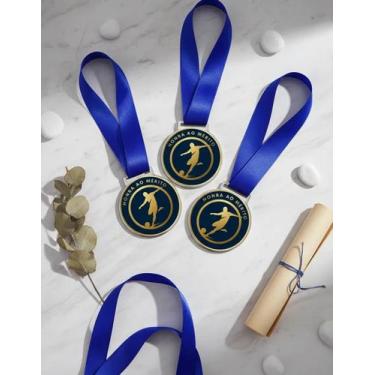Imagem de Medalha Para Campeão De Futebol 50mm Com Fita Kit 10 Peças - Somedalha