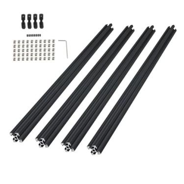 Imagem de 4 peças de extrusão de perfil de alumínio anodizado 2020 T Slot V trilho linear com conectores para impressão 3D CNC (slot T 2020)