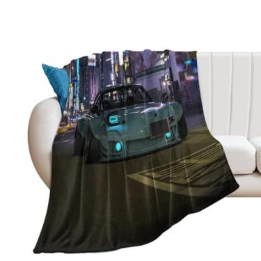 Imagem de HouLaiZhe Cobertor Super Macio Flanela JDM Carro Rx7 Modificado Corpo Largo Pneus Grossos Luzes Saltar Cobertores Leves de Refrigeração para Sofá-Cama Cadeira Sofá Carro Viagem ao Ar Livre Leve Quente