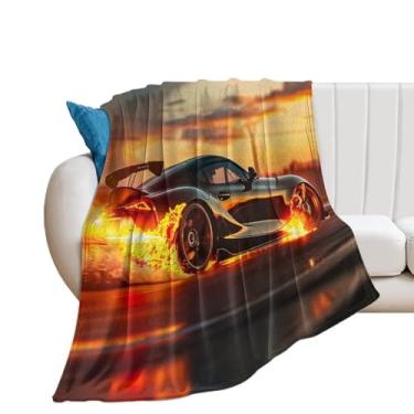 Imagem de HouLaiZhe Cobertor super macio flanela chama carro Sup JDM cobertor fresco leve resfriamento para sofá-cama cadeira sofá carro viagem ao ar livre leve quente 127 x 152 cm