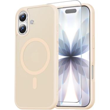 Imagem de Temdan Capa para iPhone 17 com protetor de tela, compatível com Magsafe, antiamarelamento, proteção de nível militar, capa magnética fina à prova de choque, cinza titânio