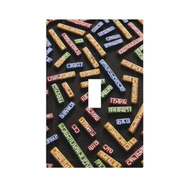 Imagem de Placa de parede com estampa de barra em forma de runa, capa decorativa de interruptor de luz, tamanho padrão, painel decorativo de um peso para placas de luz, capas de interruptor para decoração de