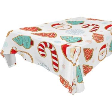 Imagem de Burbuja Toalha de mesa de biscoitos de Natal, toalha de mesa quadrada anti-rugas grossa para decoração de jantar, cozinha, festa, 137 x 137 cm