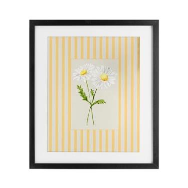 Imagem de Stupell Industries Impressão emoldurada com listras amarelas margaridas pretas sob vidro, design de Lisa Wehmeyer, 40 x 33