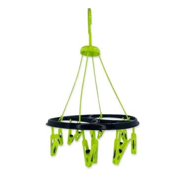 Imagem de Varal para Roupas Íntimas com 12 Prendedores, Verde e Preto