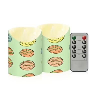 Imagem de Wassud Pacote com 2 velas fofas de ovo de Páscoa sem chama com controle remoto, velas realistas cintilantes com temporizador, velas decorativas para Natal, casamento, festa, decoração de casa pequena