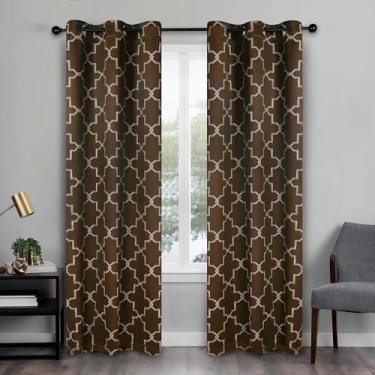 Imagem de Superior Cortinas semiblackout - design de treliça imperial - 106,7 cm x 243,8 cm - cabeçote com ilhós - cortinas com bloqueio solar e escurecimento de quarto para quarto, sala de estar - conjunto de