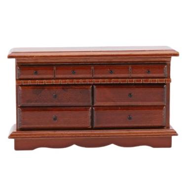 Imagem de Generic Armário Com Gaveta para Casa de Bonecas 1/12, Cômoda de Madeira Em Miniatura Com Múltiplas Gavetas para Móveis de Casa de Bonecas e Decoração de Casa (Marrom)