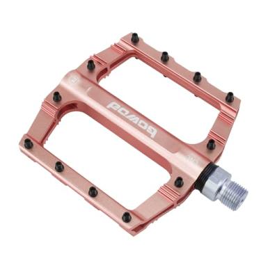 Imagem de Pedais de Mountain Bike Adultos, Pedais de Bicicleta de Estrada MTB Plataforma Plana Pedais de Bicicleta para BMX Cascalho 9/40.6 cm, Rosa