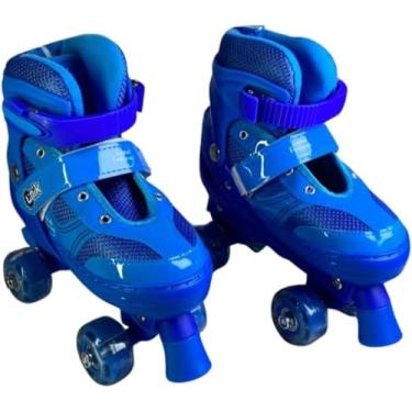 Imagem de Patins Infantil 4 Rodas com LED Azul Tamanho 31-34 - Patinação Criança com Iluminação e Rodas Resistentes para Diversão Segura