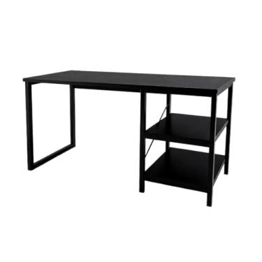 Imagem de QUEIMA DE ESTOQUE!! Mesa Escrivaninha Com Nichos Home Office Estudo Industrial 120cm Escritório(Preto)