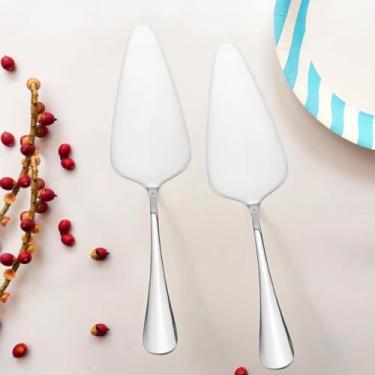 Imagem de Espátula de torta de aço inoxidável com borda lisa, 2 peças de servidores de torta de aço inoxidável duráveis, tortas servem para servir, servir bolos, tortas