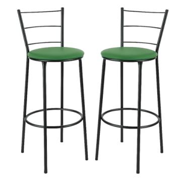 Imagem de Kit 2 Banquetas Alta Banco Bistro Desmontavel Preto Balcao Cozinha Área Gourmet 90cm Altura (VERMELHO) (VERDE)