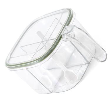 Imagem de KIMISS 4 Compartimento Caixa de Especiarias Transparentes Com Tampa - Armazenamento de Tempero Hermético para Sal, Pimenta, Açúcar e Muito Mais - Organizador Conveniente de Especiarias da Cozinha
