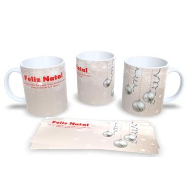 Imagem de Caneca de Cerâmica Tema Natal com Papai Noel na Chaminé, Azul com Flocos de Neve, 325ml (02)