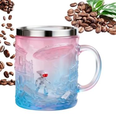 Imagem de Caneca Alien | 200 ml Copo Do Pequeno-Almoço Com Relevo Alienígena 3D,Copo De Café Com Borda Em Aço Inoxidável,Para Casa Cozinha Viagem Trabalho Café Da Manhã Festa