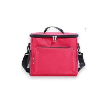 Imagem de Bolsa Térmica Porta Marmita, Vermelha, 4 Litros, com Alça, 23,5x14,5x14,5cm, Poliéster e Alumínio