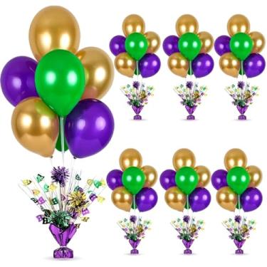 Imagem de 4 peças de mesa de formatura decoração de mesa de centro de mesa kit de suporte de balão metálico graduado expositor de mesa para cerimônias de formatura 2025 decoração de festa (carnaval, 6)