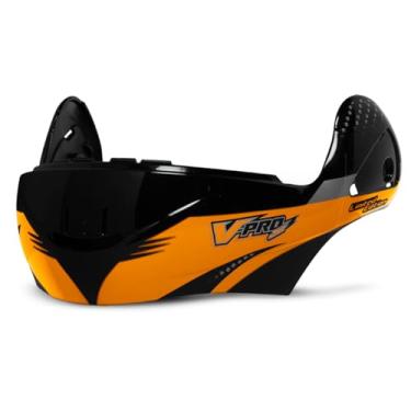 Imagem de QUEIXEIRA COMPLETA [SEM VISEIRA] CAPACETE PRO TORK V-PRO JET 2 CARBON PRETO - LARANJA