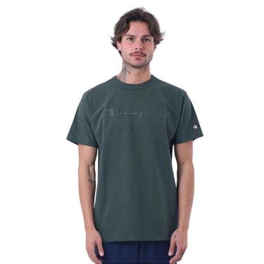 Imagem de Camiseta Champion Malhão Pes Mc Script Verde Masculino-Masculino
