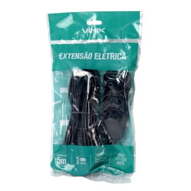 Imagem de Extensão Elétrica 3 Tomadas Pp Plano 5m Preta