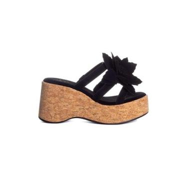 Imagem de Tamanco Pixolé Anabela Flor Preto, 38