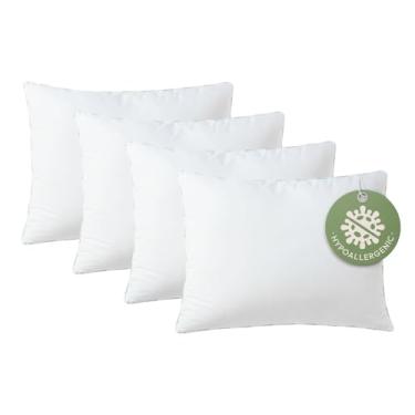 Imagem de Almofadas de almofada (pacote com 4, 50 x 66 cm, branco) - Hipoalergênico 100% fibra virgem almofada lombar forma microfibra almofadas para cama e sofá | Travesseiro decorativo interno