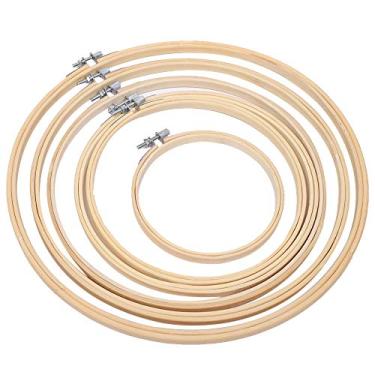 Imagem de Generic Aros de Madeira para Bordado Braçadeira Durável para Ferramentas DIY de Ponto Cruz Conjunto de 6 Peças para Costura Artesanal Creme Colorido, Universal para Moldura de Bordado
