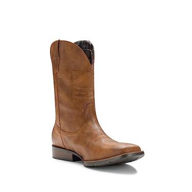 Imagem de IUV Botas de Cowboy Masculinas, Bico Quadrado, Marrom, Tamanho 7