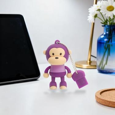 Imagem de Pen Drive USB de 32 GB, dispositivo externo de armazenamento de dados, animal fofo, perfeito para presentear familiares e amigos (macaco roxo)