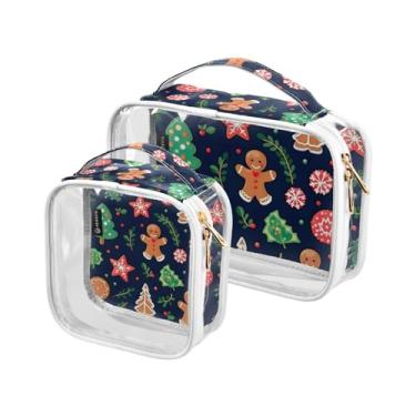 Imagem de GAIGEO Bolsa cosmética transparente Watercolorn Peaches com alça, bolsas transparentes para viagens, bolsa de maquiagem feminina, pacote com 2, Enfeites e biscoitos de Natal - 3, one size