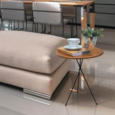 Imagem de Mesa Lateral Redonda Bistrô Mesinha apoio Sofá Decoração 45 x 45cm