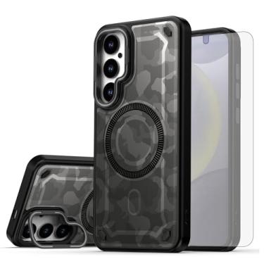 Imagem de Asuwish Capa de celular para Samsung Galaxy S24/S25 5G capa magnética com protetor de tela de vidro temperado e suporte rígido híbrido de carregamento sem fio pintado S 24 24S 25 25S G5 SM-S931U