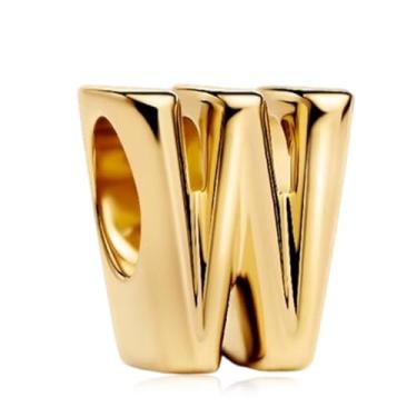 Imagem de Amieween Letra inicial do alfabeto W pingentes banhados a ouro 14K, mulheres, presentes, amor, mãe, família, amigo, aniversário, Natal, Dia das Mães, Dia dos Namorados, pulseiras e colares, pingente