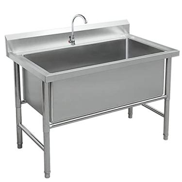 Imagem de JANEI Pia utilitária, pia de cozinha, pia industrial de cozinha, pia de aço inoxidável independente, 1 compartimento comercial pia industrial (tamanho: 120 cm/47 pol)